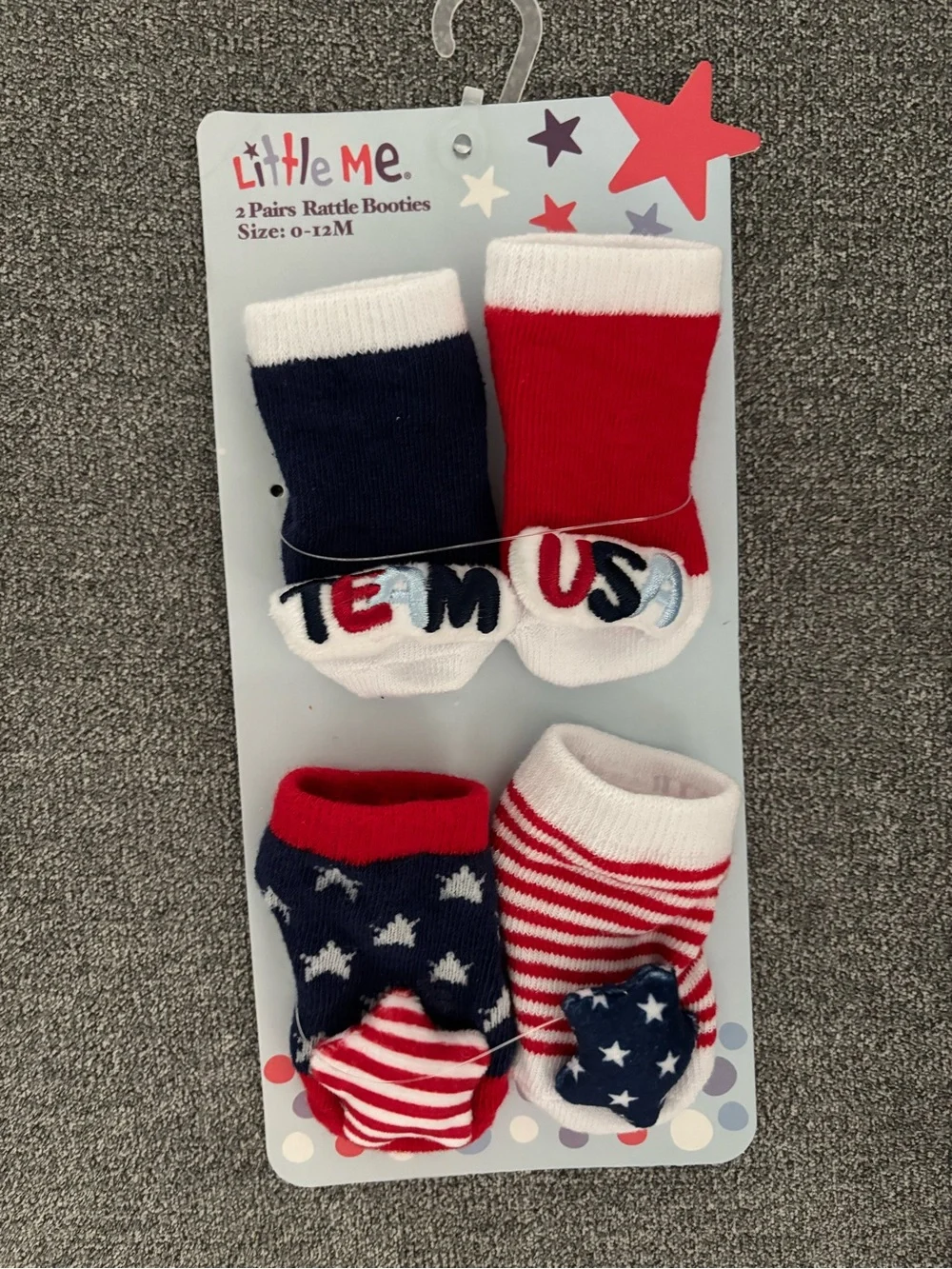 USA baby rattle booties socks